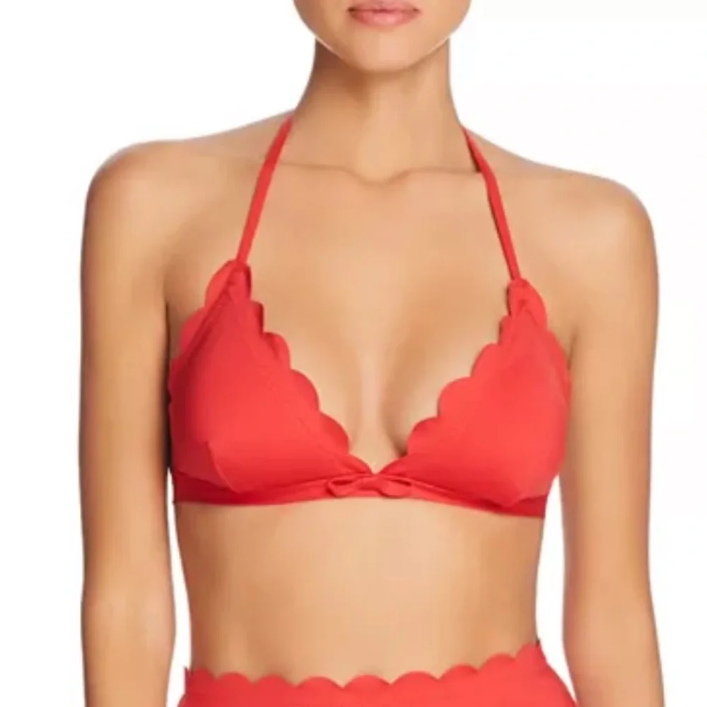 kate spade Red Scallop Halter Bikini Top